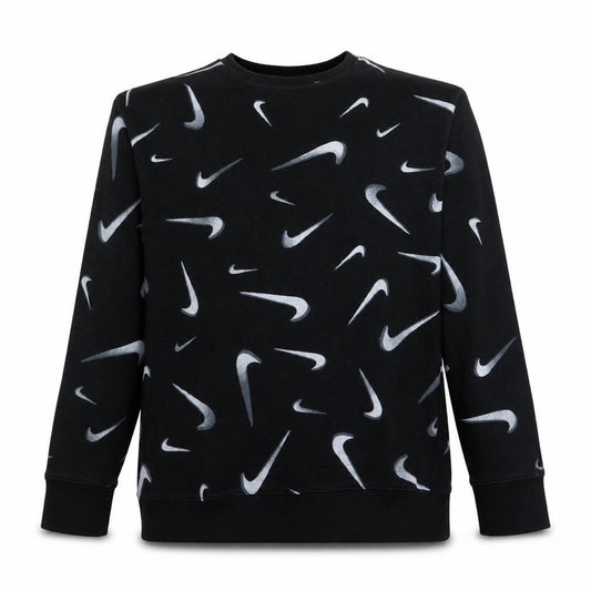 Nike Boys Black XL Pullover Sweatshirt with Swoosh Logo Print