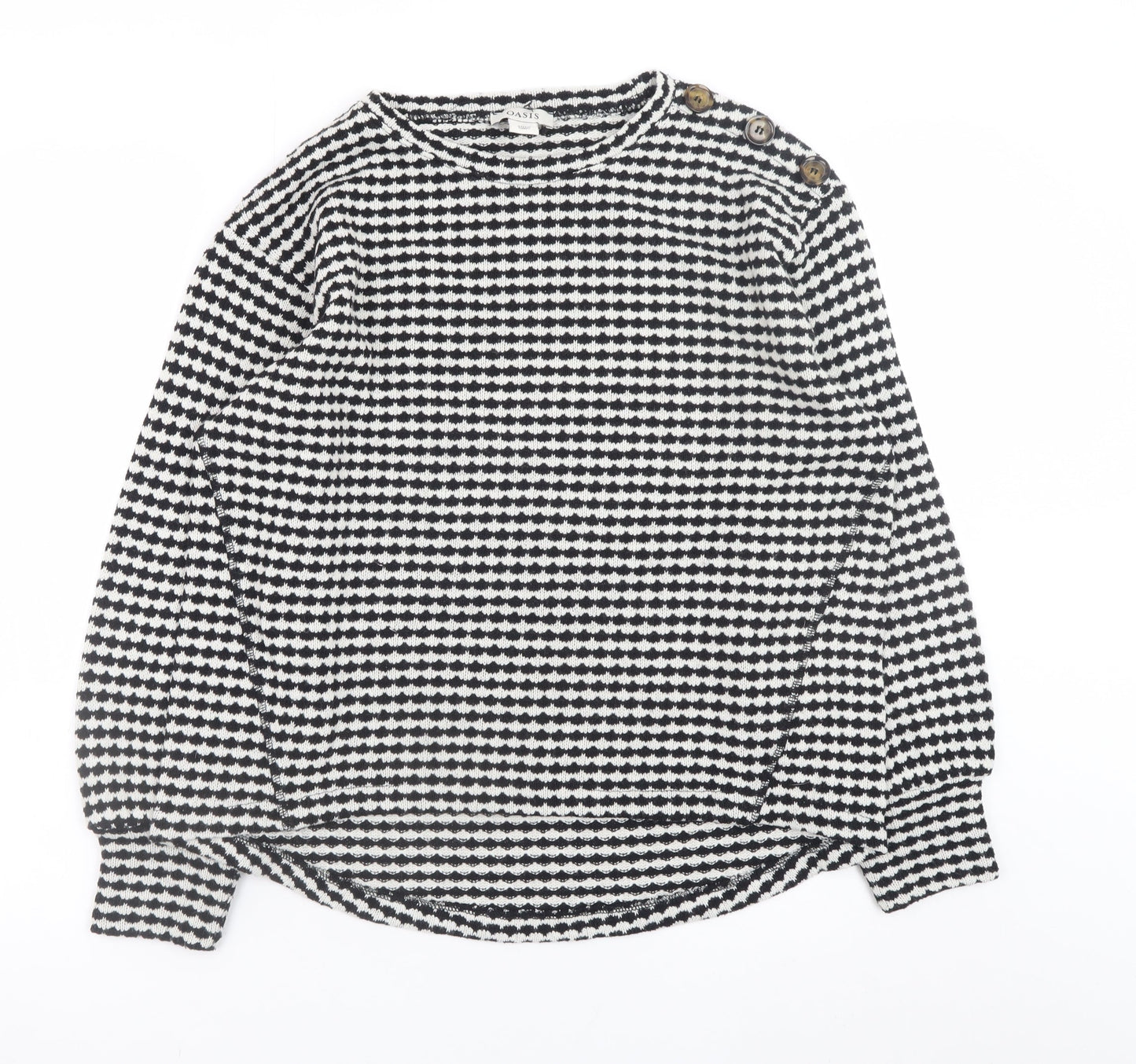 Oasis Women's Black & White Geometric Knit Long Sleeve Pullover Jumper Size S