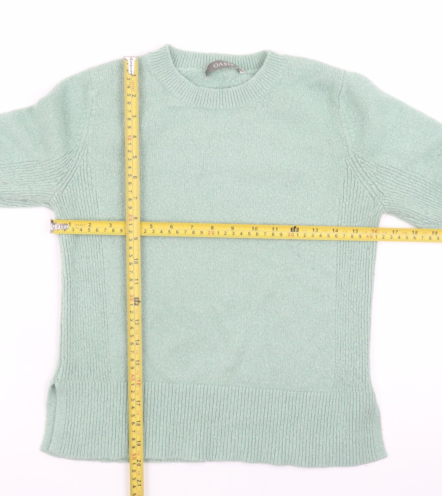 Oasis Women Mint Green Crew Neck Long Sleeve Pullover Jumper M