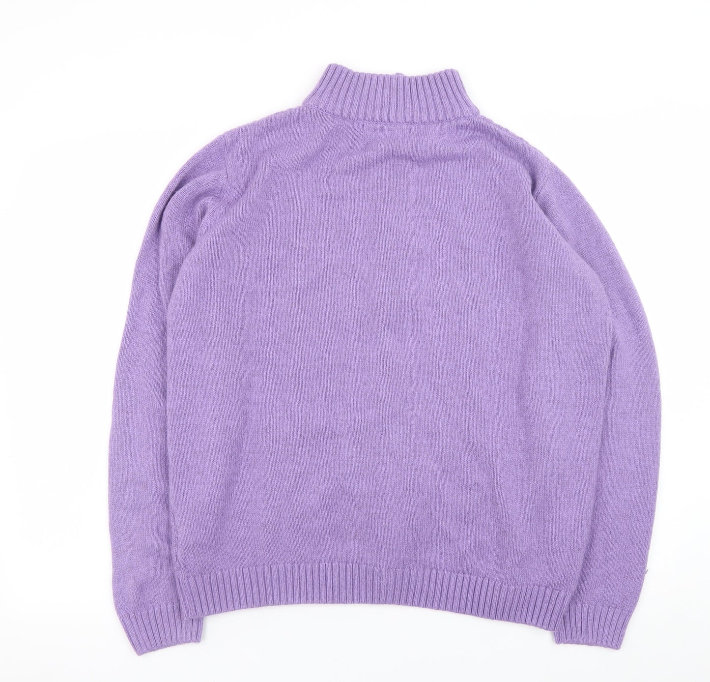 Isle Womens Purple Full Zip Cable Knit Jumper L 18-20