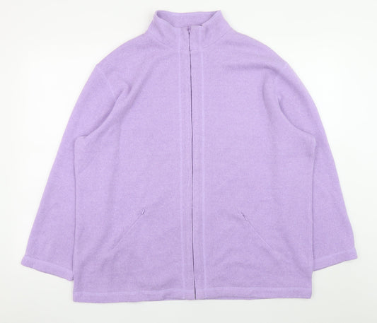Kash Womens Purple Size 16 Full Zip Knit Casual Jacket