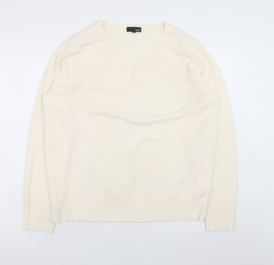 Next Men's Ivory V-Neck Acrylic Knit Jumper L