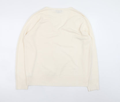 Next Men's Ivory V-Neck Acrylic Knit Jumper L