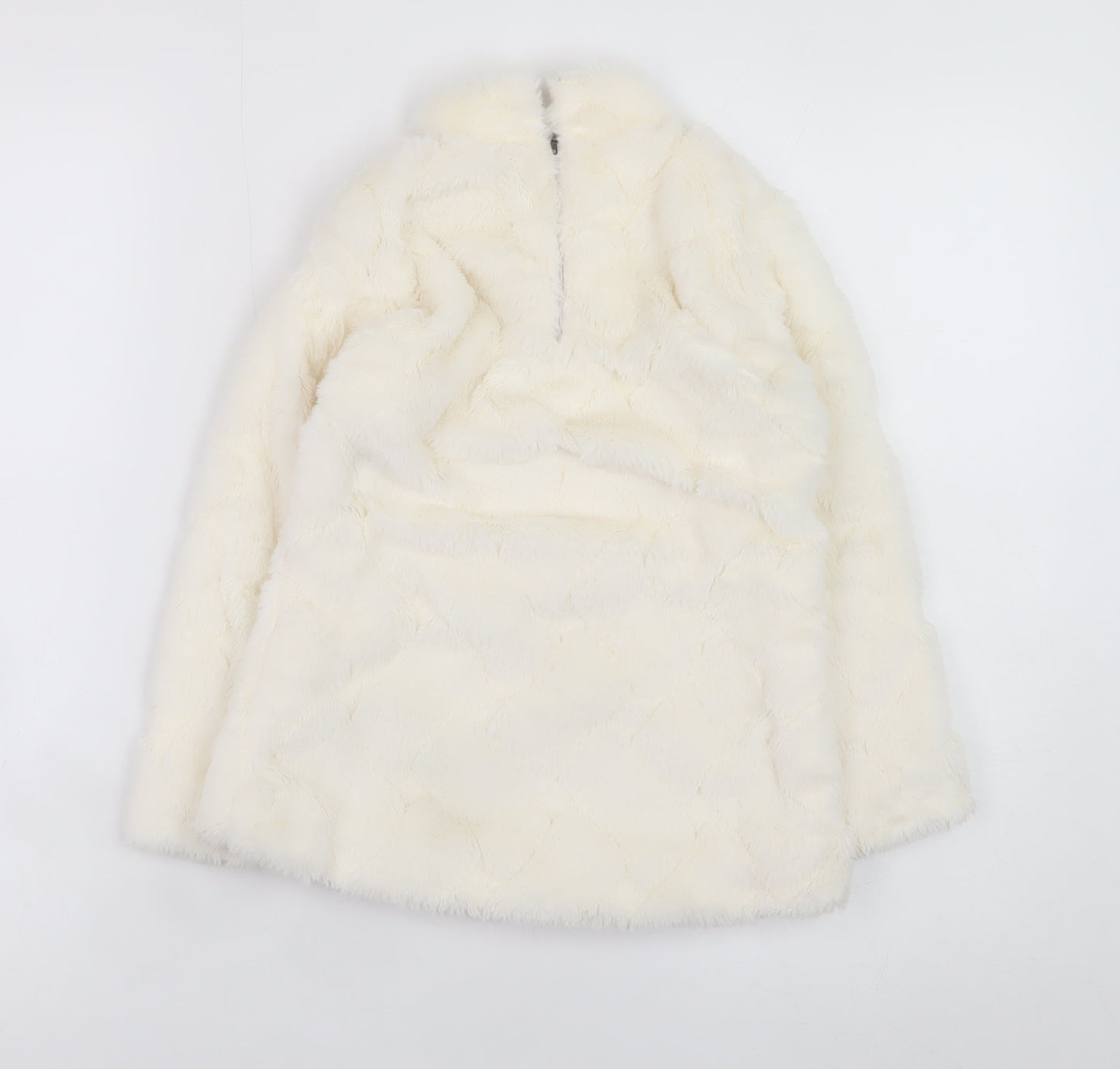 Victoria Originals Girls Ivory Faux Fur Sequin Pullover Sweatshirt 2 Years