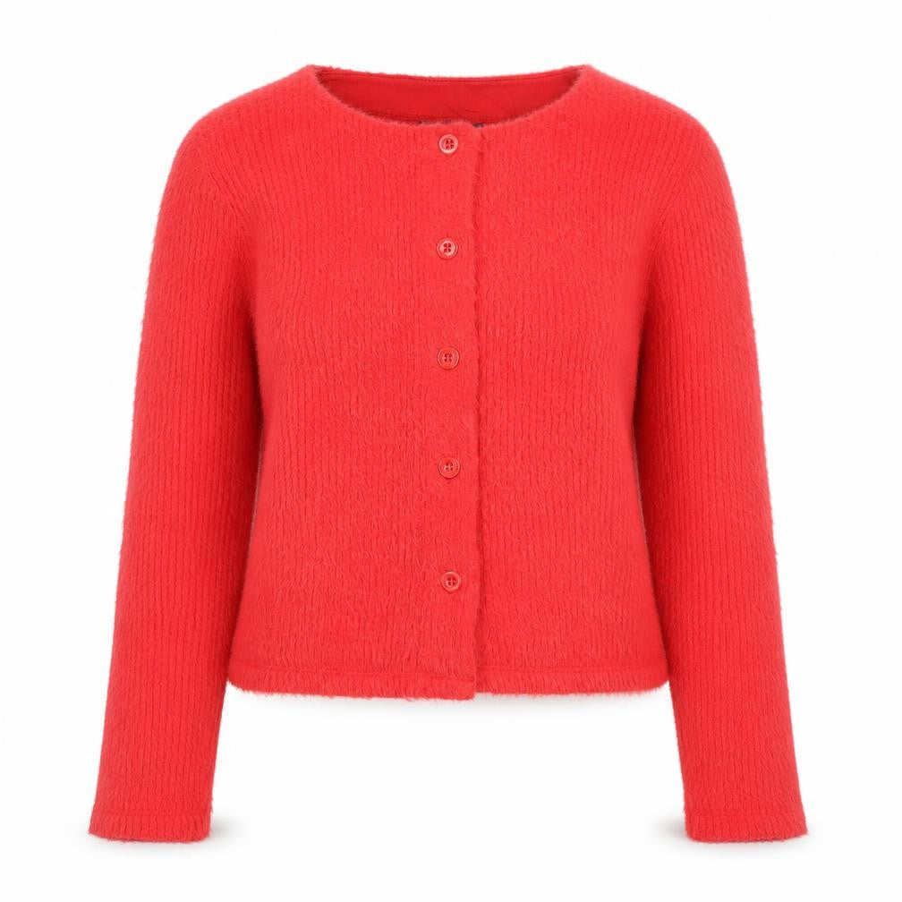 ASOS DESIGN Women Red S Crew Neck Button Cardigan