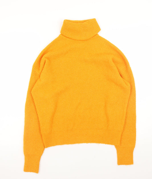 River Island Womens Yellow Roll Neck Ribbed Knit Jumper XS