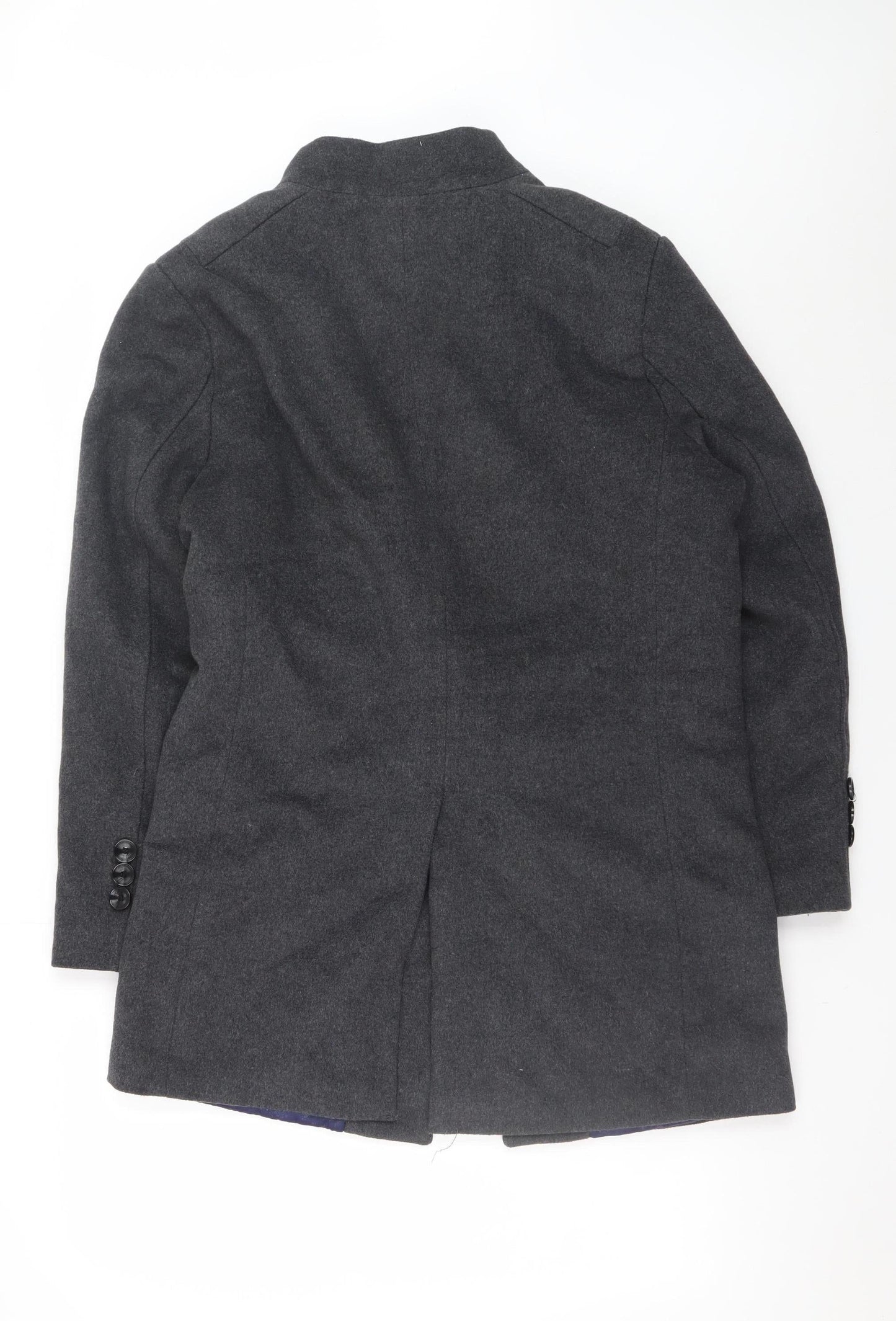 JIANYI Men's Grey Wool Blend Mid-Length Overcoat M