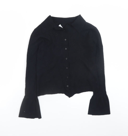 & Other Stories Women Black Wool Collared Button Cardigan Size S