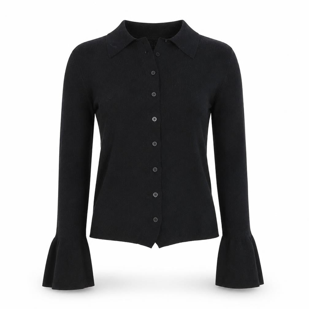 & Other Stories Women Black Wool Collared Button Cardigan Size S