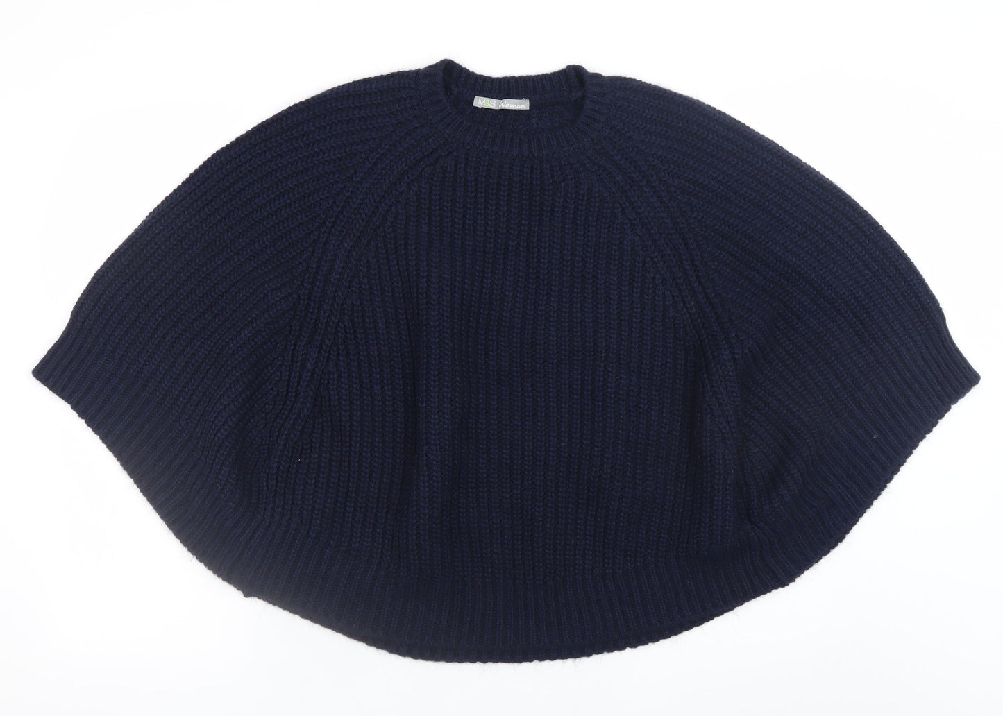 Marks and Spencer Women’s Blue Chunky-Knit Cape Jumper Size S