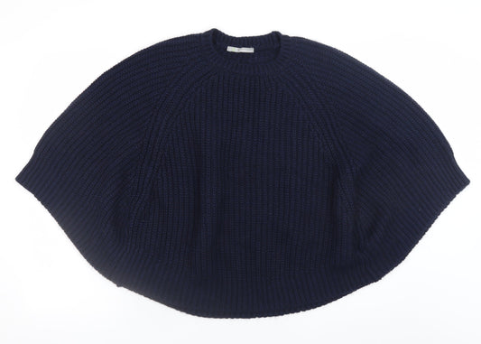 Marks and Spencer Women’s Blue Chunky-Knit Cape Jumper Size S