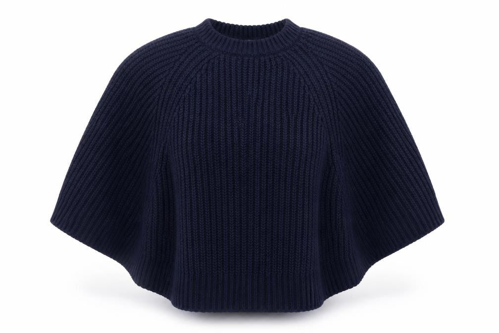 Marks & Spencer Women’s Blue Chunky-Knit Cape Jumper Size S