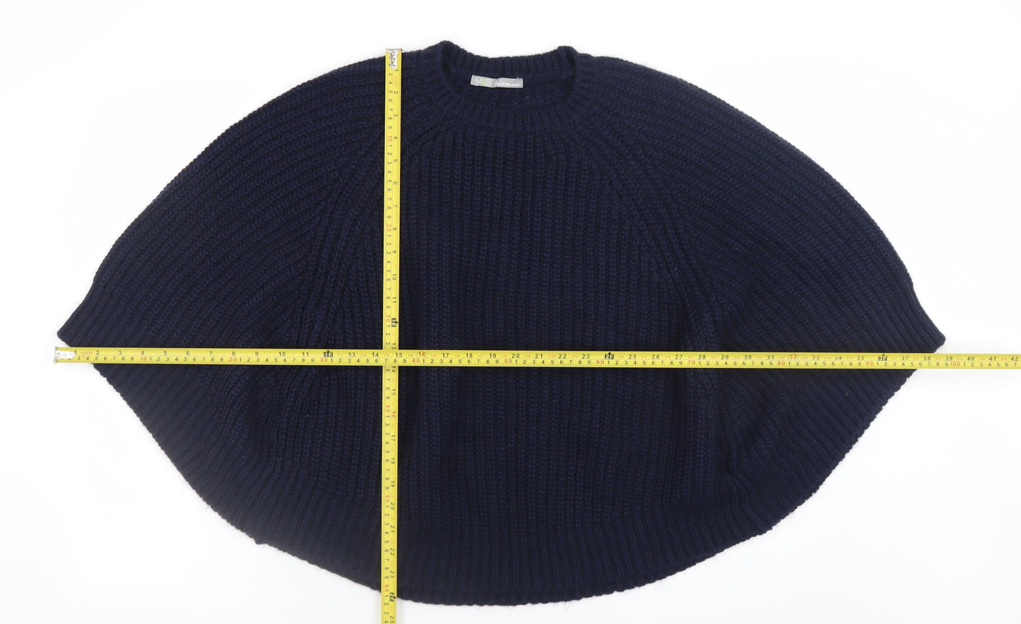 Marks and Spencer Women’s Blue Chunky-Knit Cape Jumper Size S