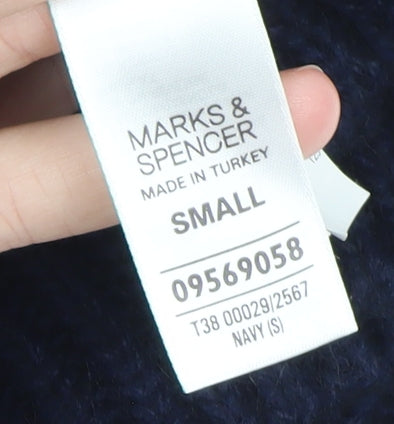 Marks and Spencer Women’s Blue Chunky-Knit Cape Jumper Size S