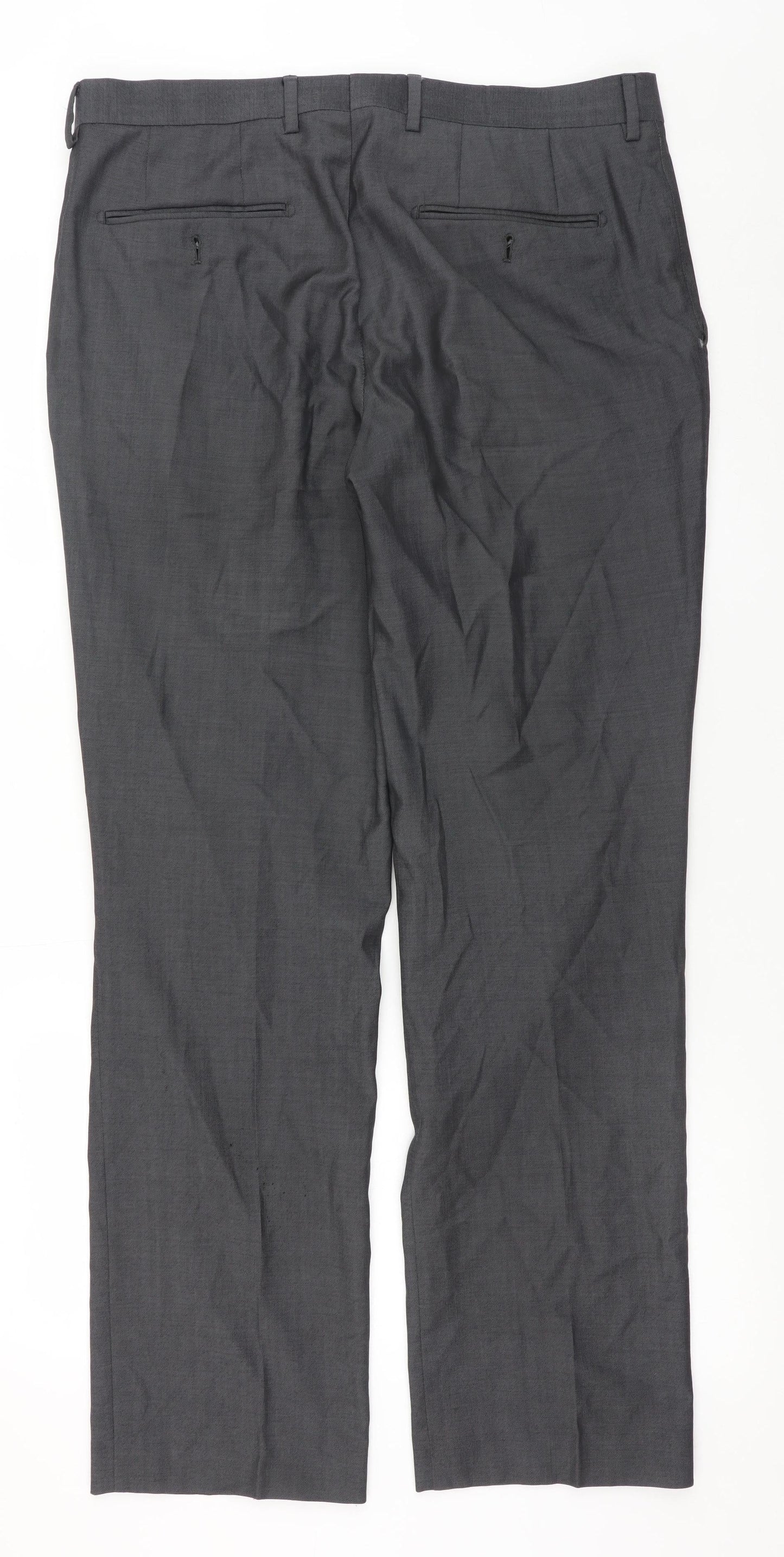 Next Men's Grey Wool Dress Pants Trousers 34W 31L Classic Fit