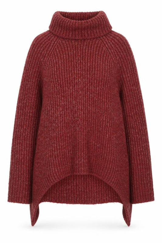 FatFace Womens Red Roll Neck Jumper UK 6 Wool Blend Knit Pullover