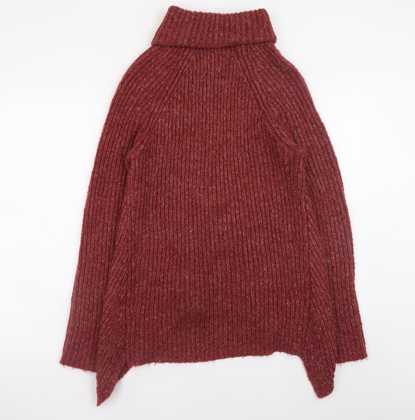 Fat Face Womens Red Roll Neck Jumper UK 6 Wool Blend Knit Pullover