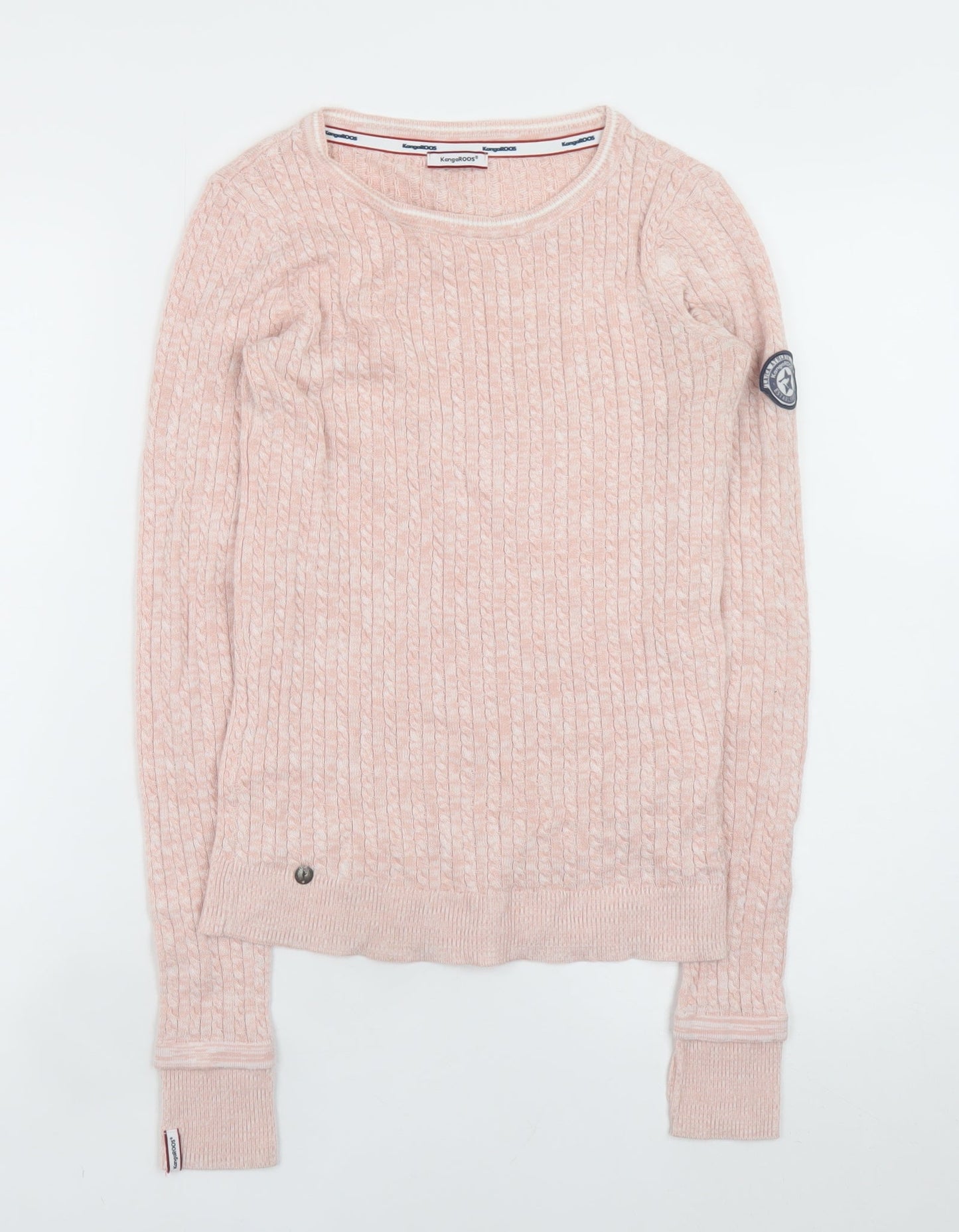 KangaROOS Women’s Pink Cable-Knit Cotton Blend Jumper Size 6