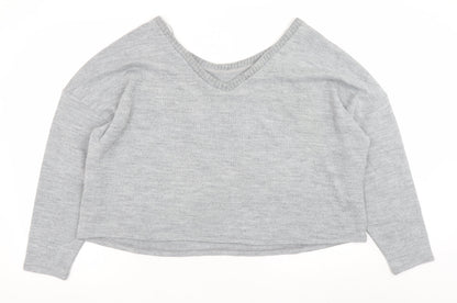 Marks & Spencer Women’s Grey V-Neck Long Sleeve Pullover Jumper Size 24