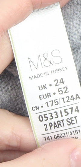 Marks & Spencer Women’s Grey V-Neck Long Sleeve Pullover Jumper Size 24