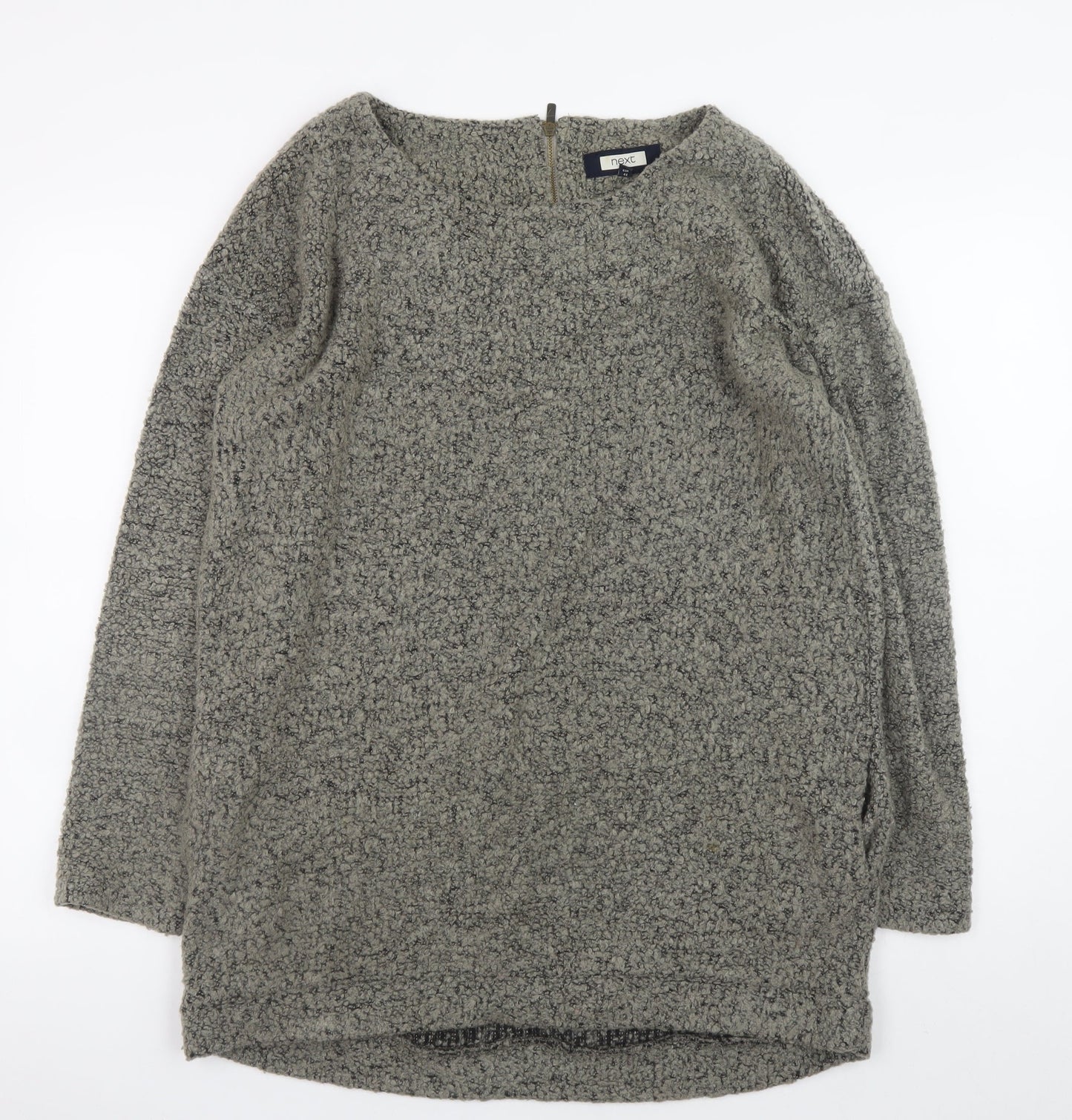 Next Women Grey Long Sleeve Textured Jumper UK 16 Wool Blend