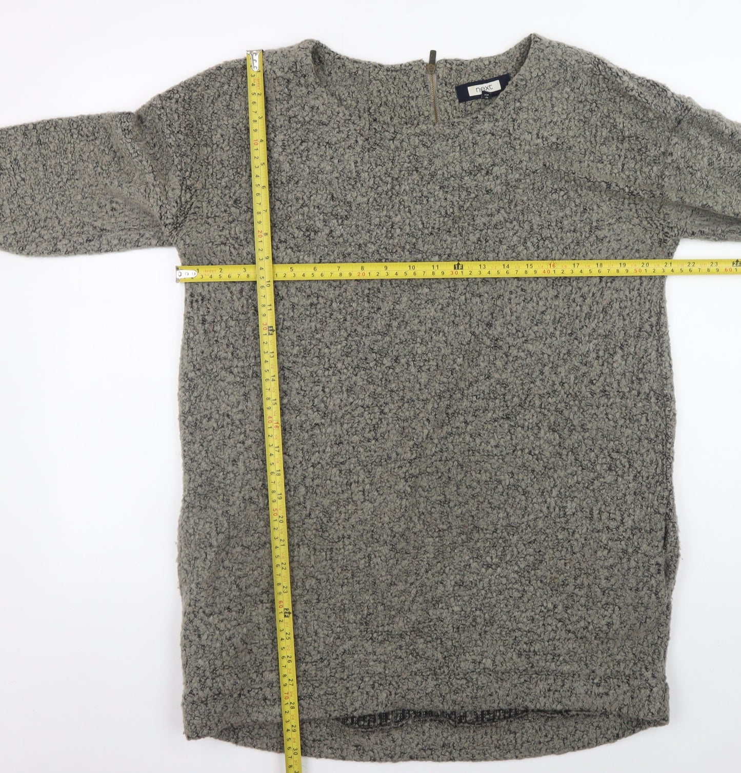 Next Women Grey Long Sleeve Textured Jumper UK 16 Wool Blend