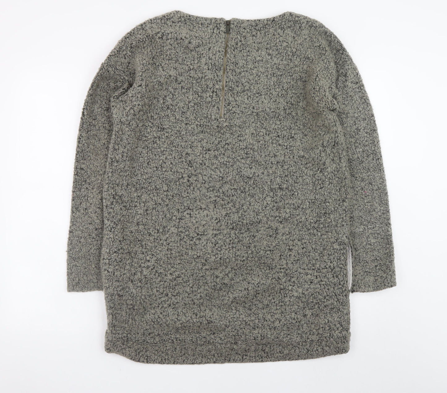 Next Women Grey Long Sleeve Textured Jumper UK 16 Wool Blend
