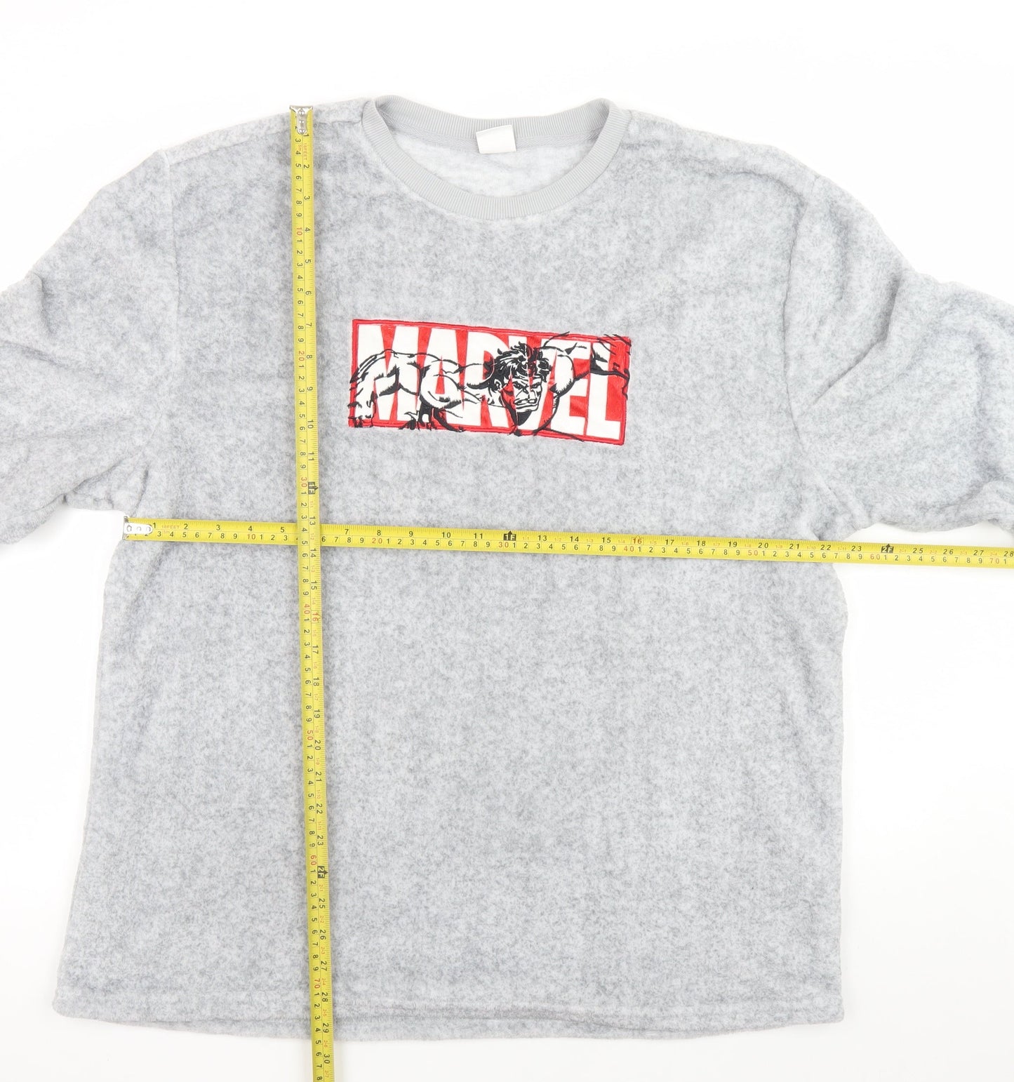 Primark Men’s Grey Marvel Fleece Pyjama Top 2XL Long Sleeve