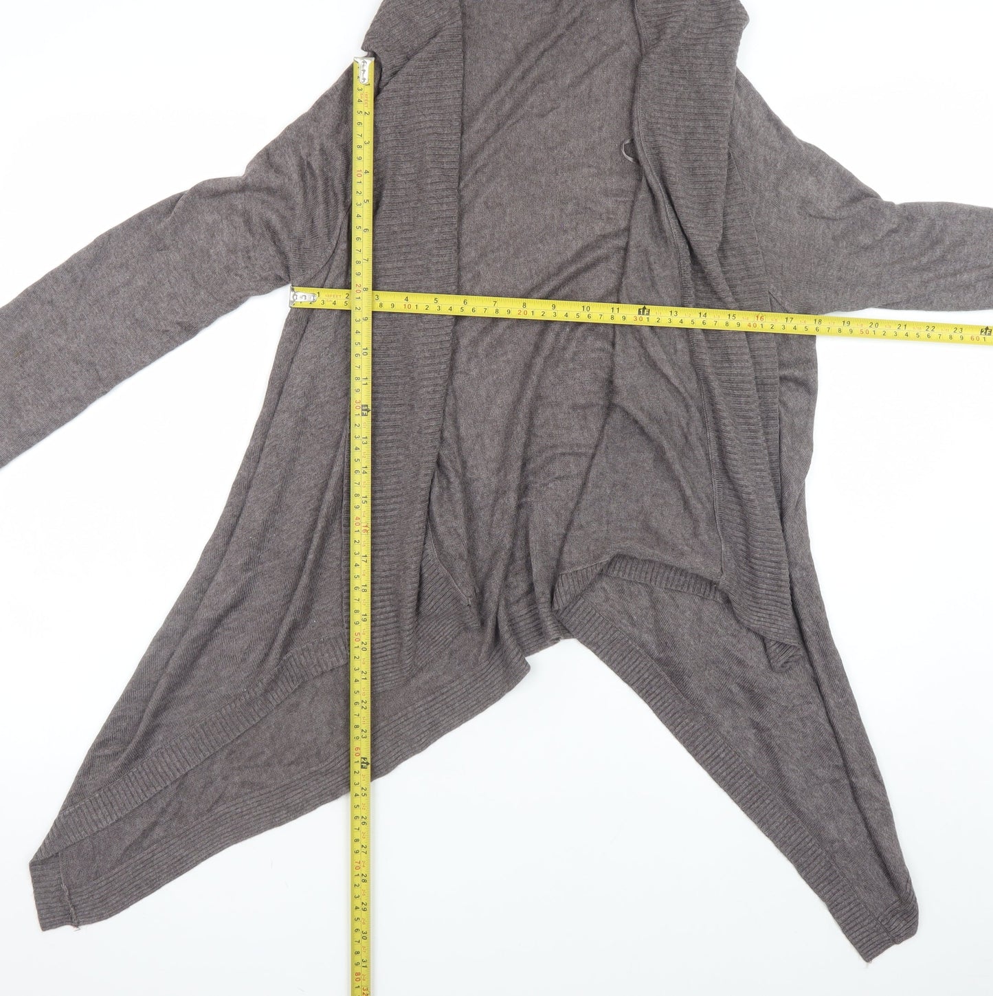 H&M Women Brown Viscose Knit Long Sleeve Open Cardigan Size 12