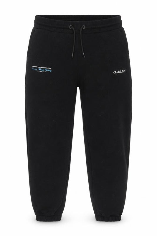 Front view of Closure LDN Men's Black Jogger Sweatpants, size S, Casual Tapered
