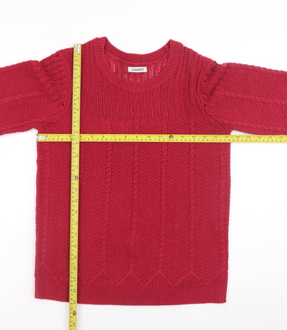 Damart Women's Red Cable-Knit Pullover Jumper Size L Classic Fit