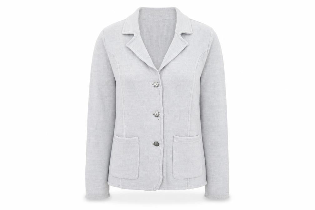 Tahari Women's Grey Medium Cardigan Jacket Merino Wool Blend Knit