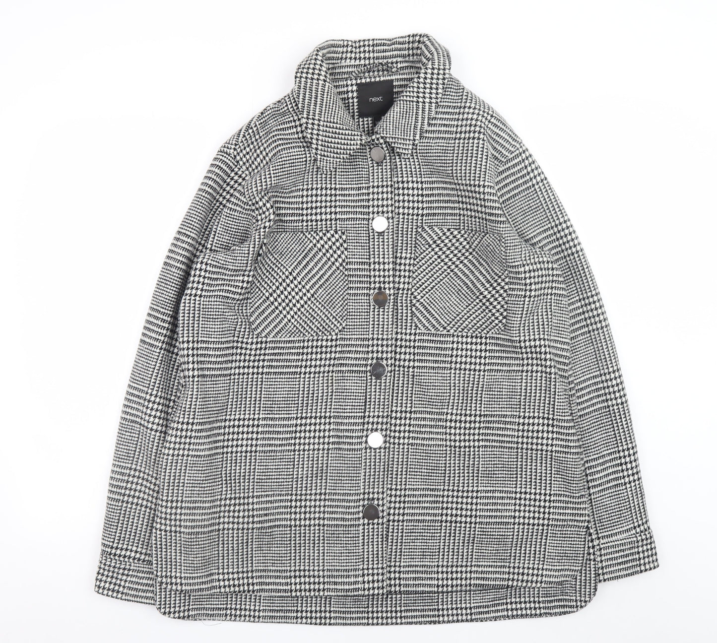 Next Womens Grey Check Button Up Shacket Size 16