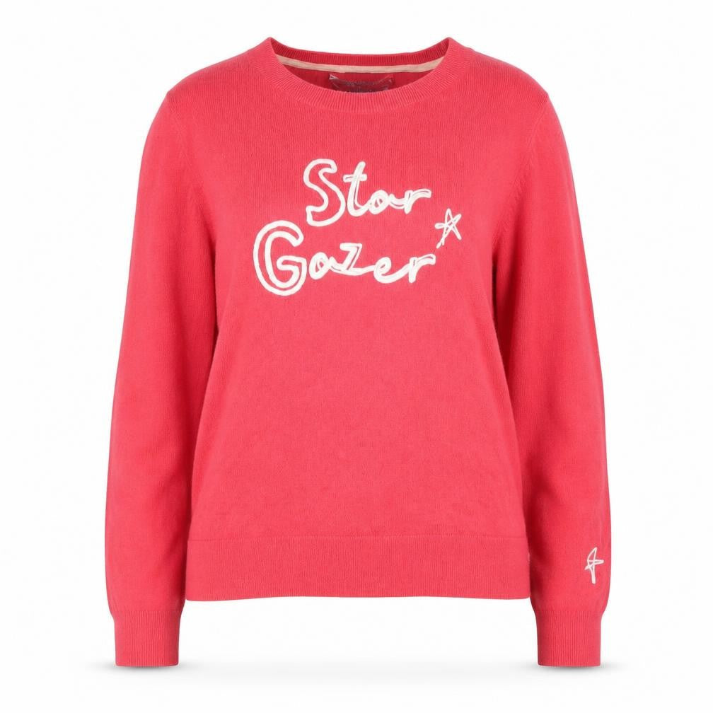 Principles Womens Red Crew Neck Star Gazer Cotton Cashmere Jumper Size 10