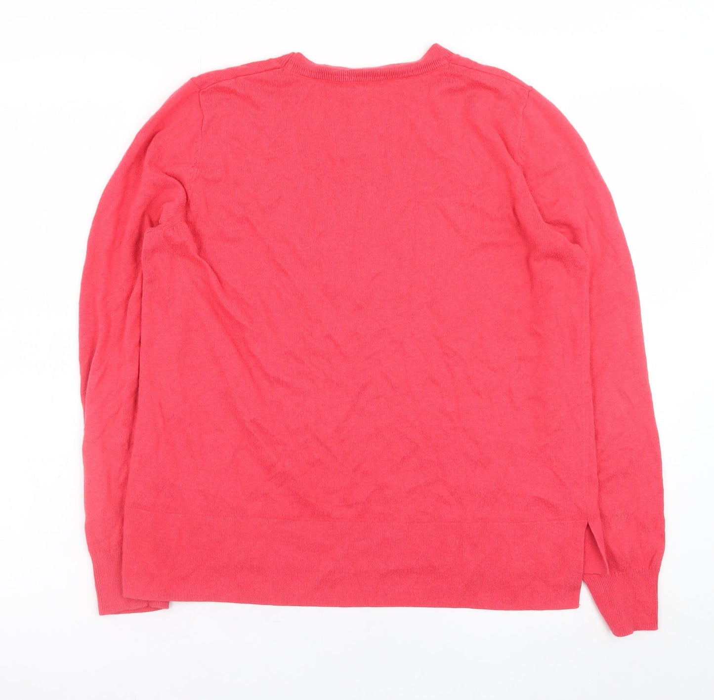 Principles Womens Red Crew Neck Star Gazer Cotton Cashmere Jumper Size 10