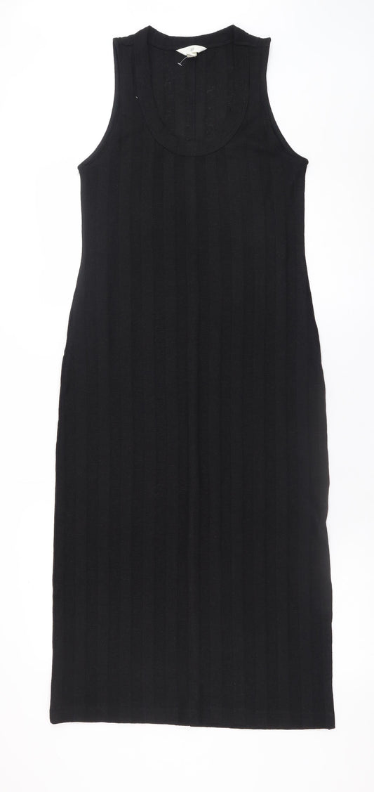 H&M Women's Black Ribbed Knit Sleeveless Tank Midi Dress XS