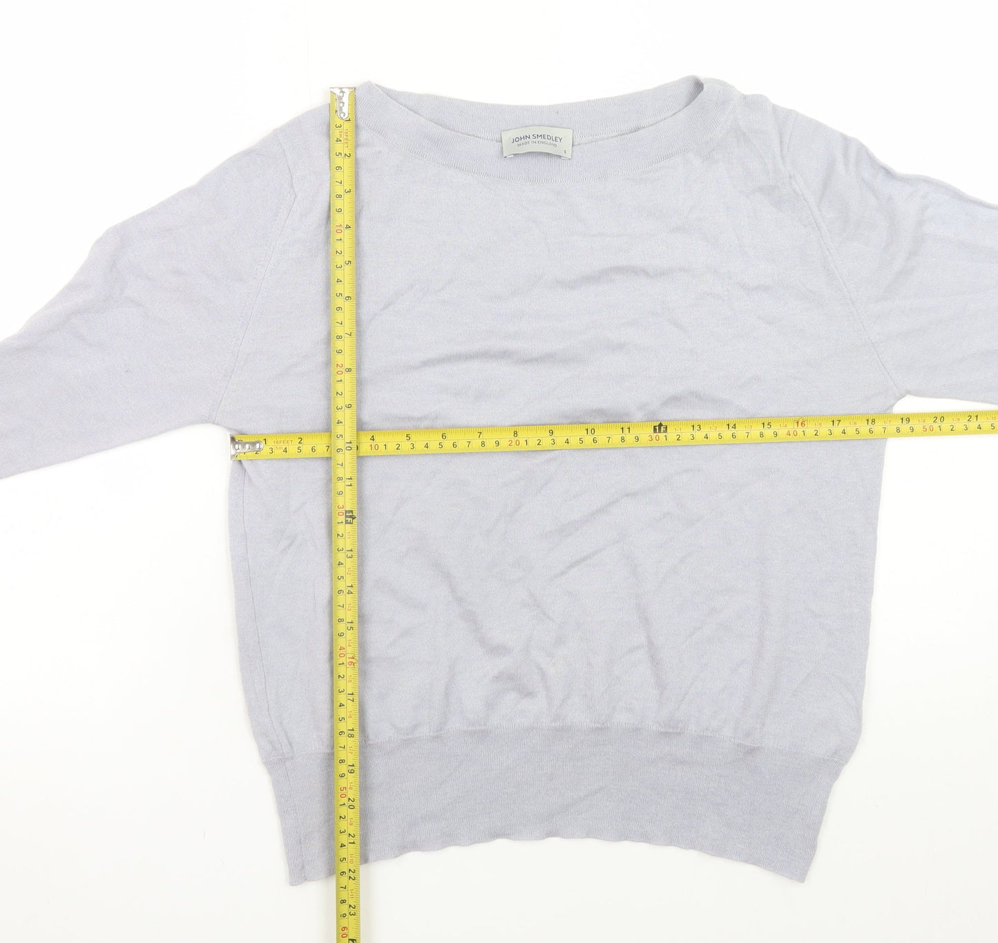 John Smedley Men’s Grey Wool Cotton Small Crew Neck Jumper