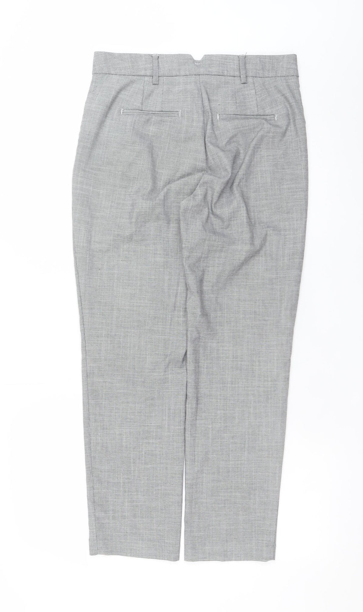 Next Women’s Grey Check Trousers Size 8 Regular Straight Leg Workwear