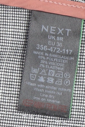 Next Women’s Grey Check Trousers Size 8 Regular Straight Leg Workwear
