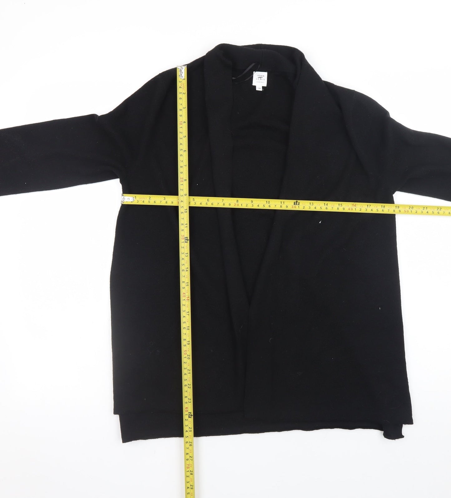 John Lewis Womens Black Size 10 Open Knit Long Sleeve Cardigan