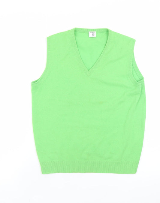 TSE Men’s Green Cashmere Sleeveless V-Neck Vest Jumper S