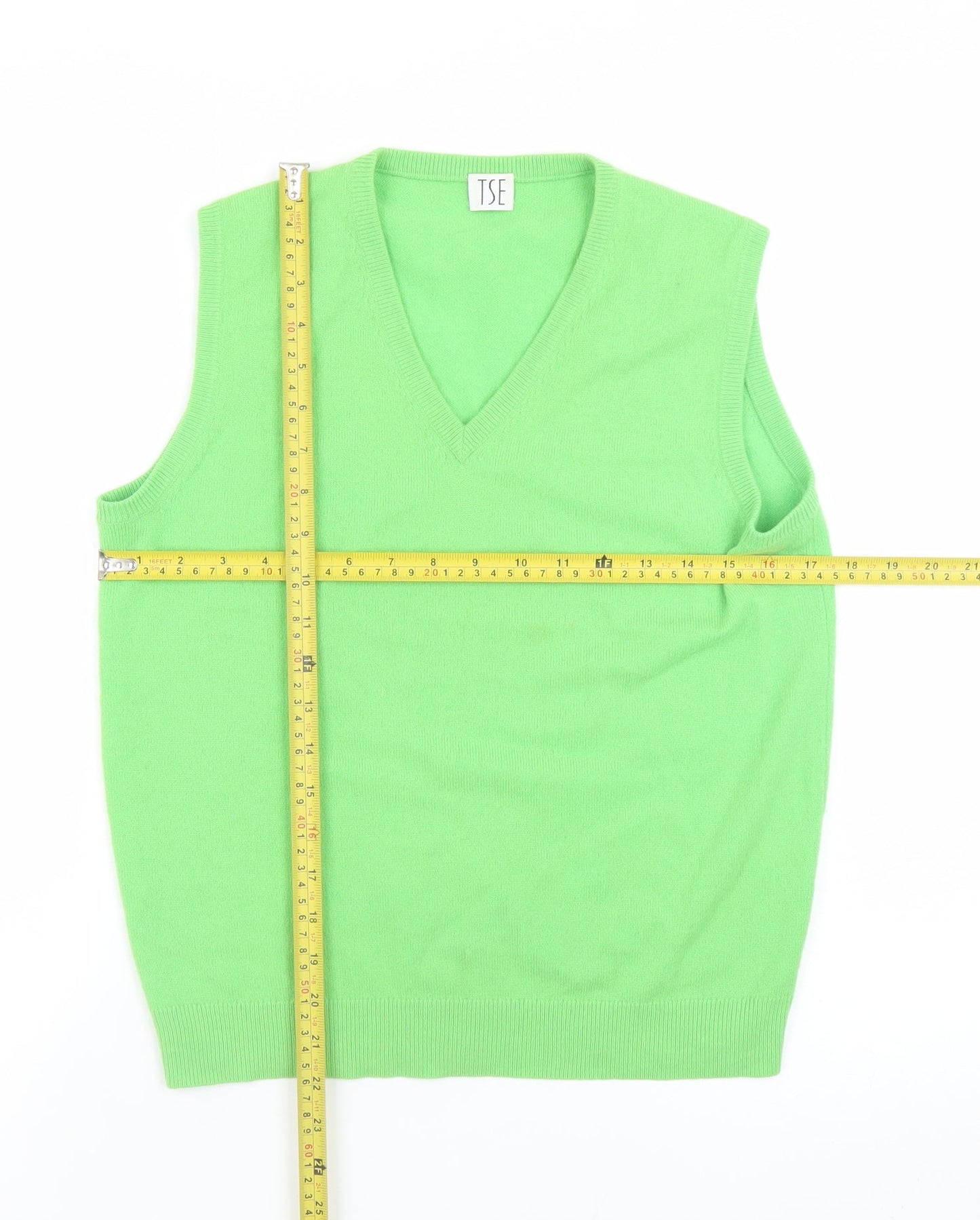 TSE Men’s Green Cashmere Sleeveless V-Neck Vest Jumper S