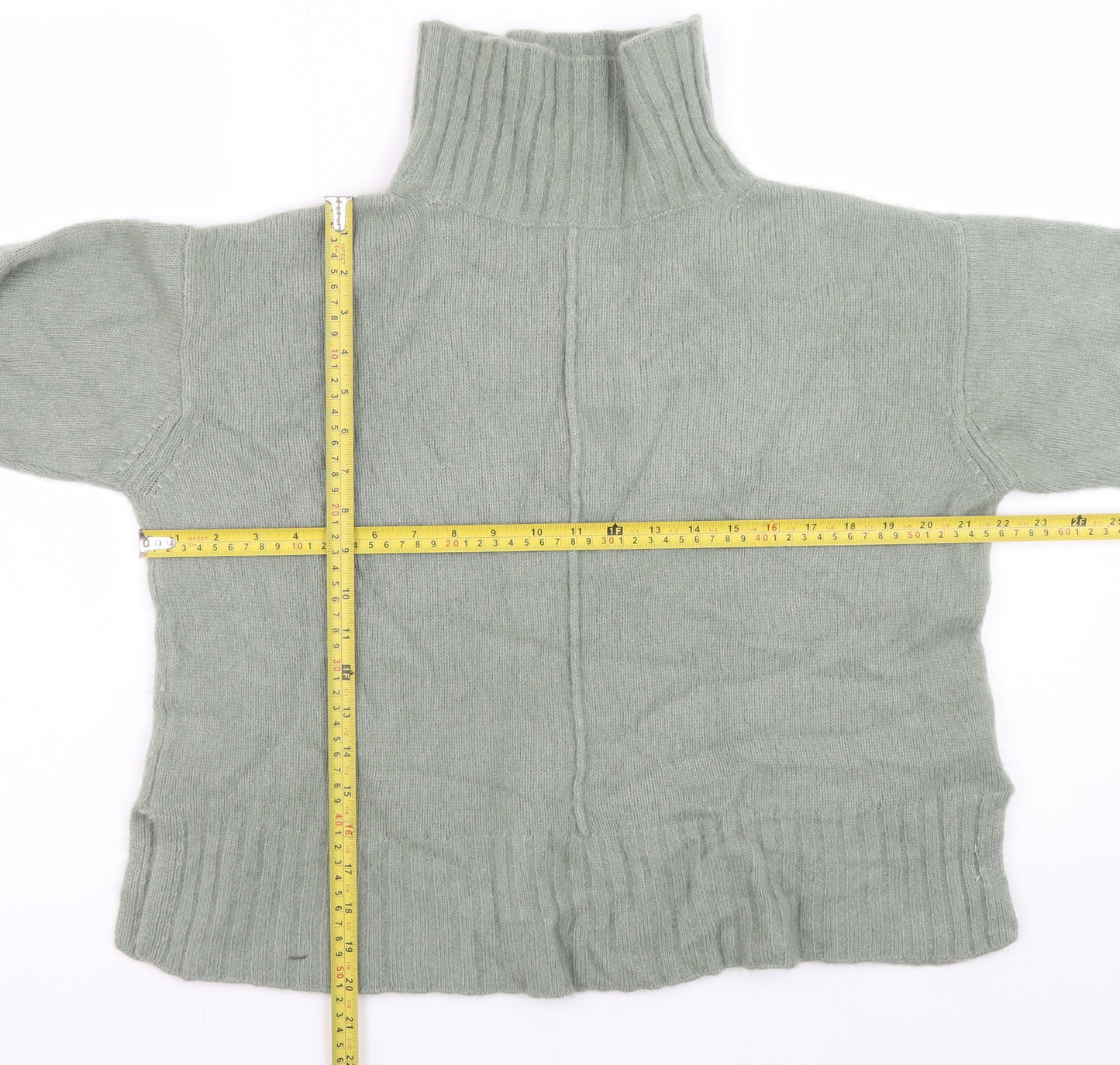Hemisphere Women Green Roll Neck Cashmere Silk Jumper Size S