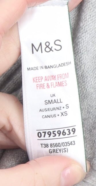 Marks and Spencer Womens Grey V-Neck Knit Jumper Small