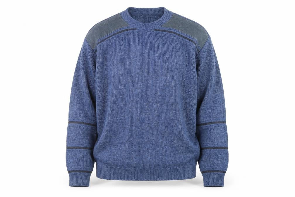 BHS Mens Blue Wool Crew Neck Pullover Jumper L Classic Knit