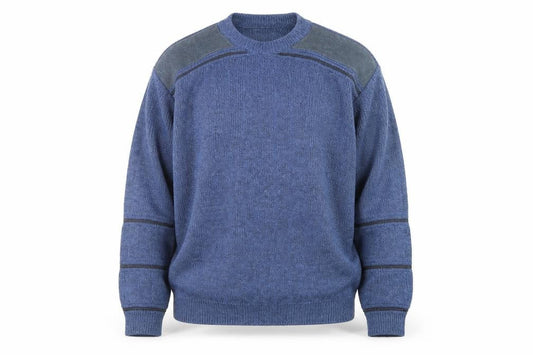 BHS Mens Blue Wool Crew Neck Pullover Jumper L Classic Knit