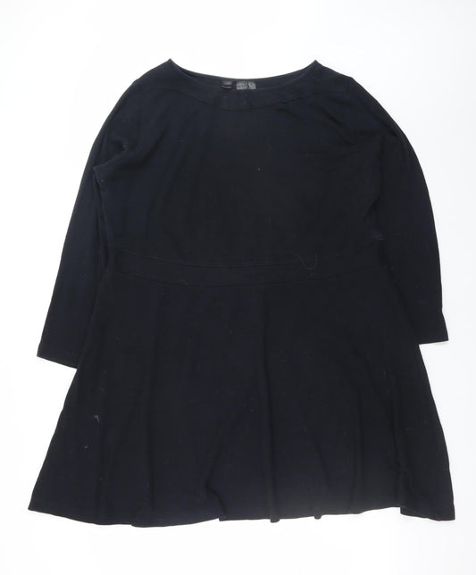 bpc Women's Black A-Line Jersey Dress Size 16 Long Sleeve