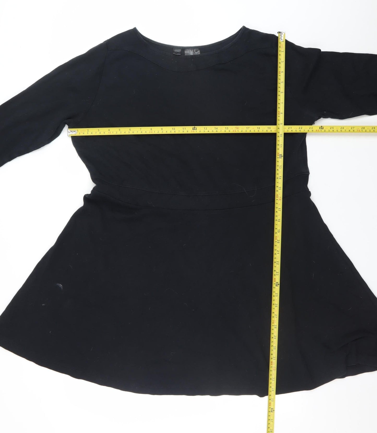 bpc Women's Black A-Line Jersey Dress Size 16 Long Sleeve