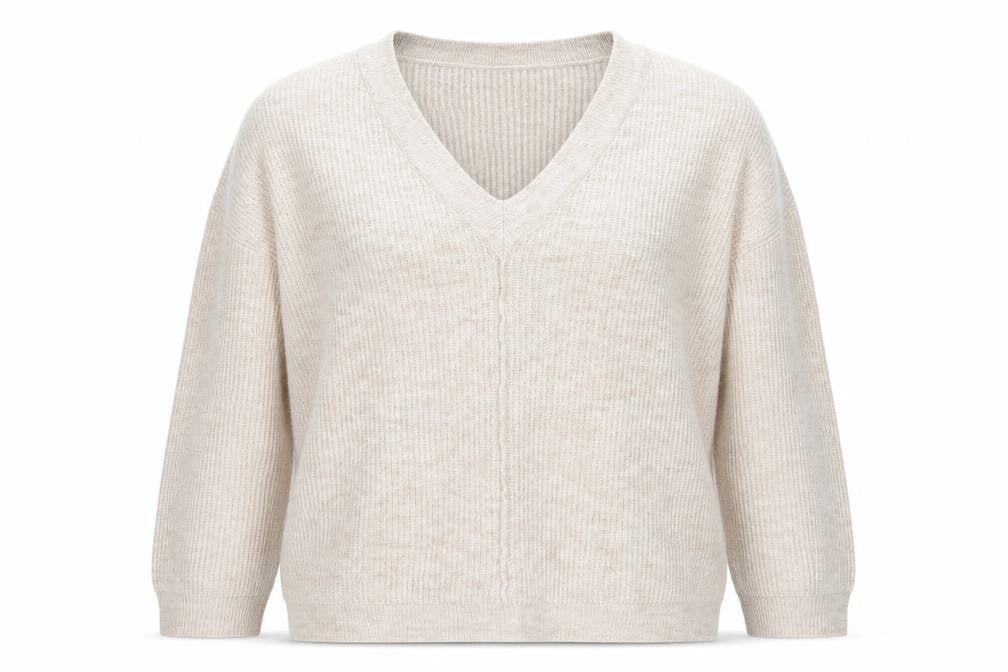 JD Williams Women's Beige V-Neck Relaxed Knit Jumper Size 20