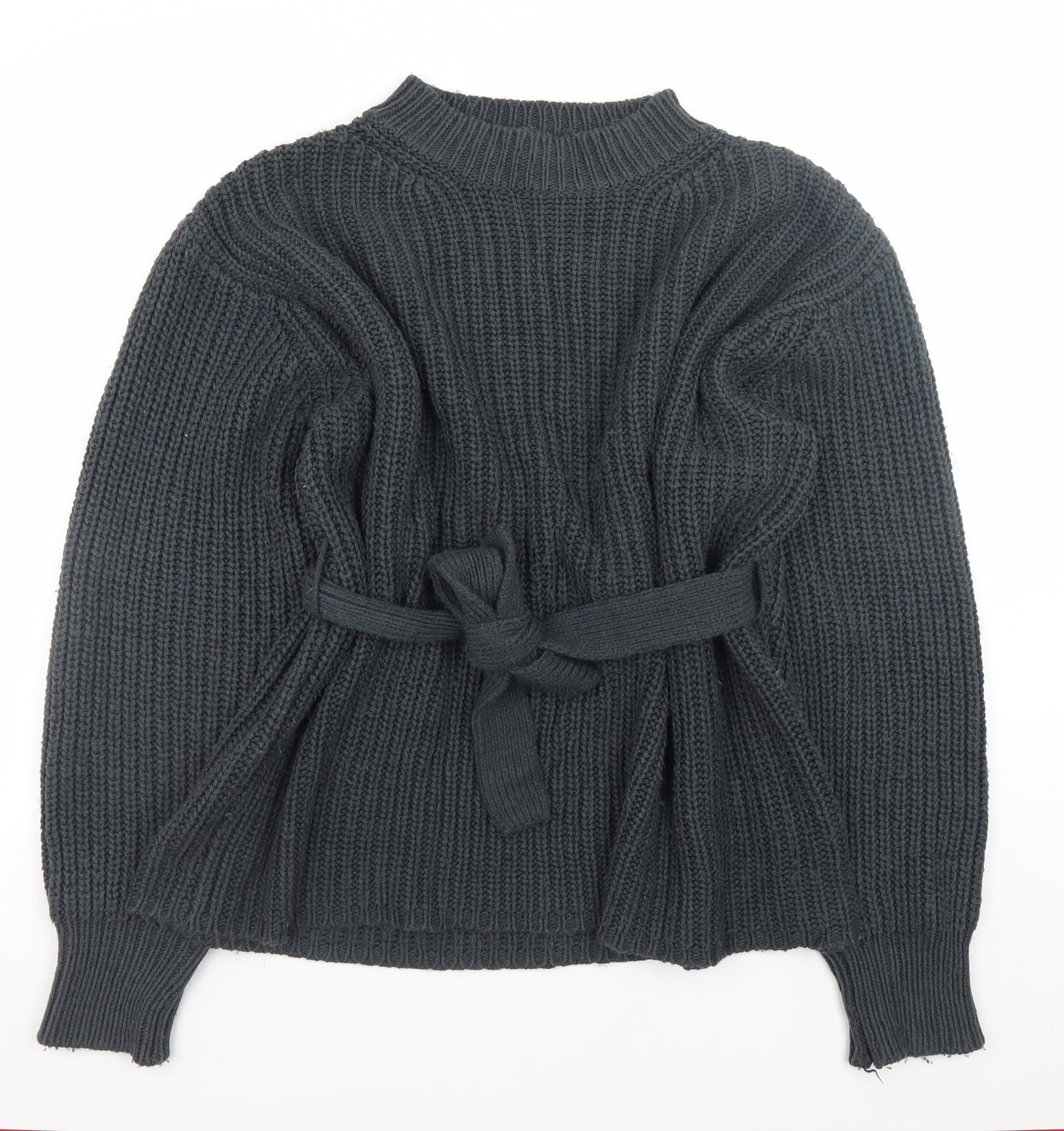 Zara Women’s Grey Chunky Knit Belted Cardigan Jumper L